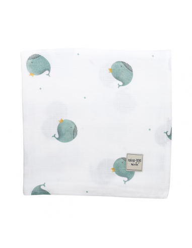 Mama Yoyo Çok Amaçlı Organik Müslim Örtü %100 Pamuk Whaley - Tombul Balina (120x120)